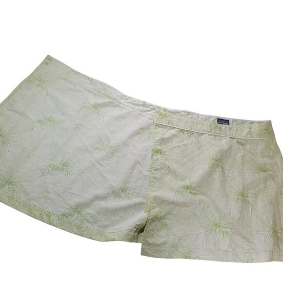 Patagonia Women Outdoor Lightweight Green Floral Nylon Wrap Around Skirt Size 10 - Picture 7 of 8
